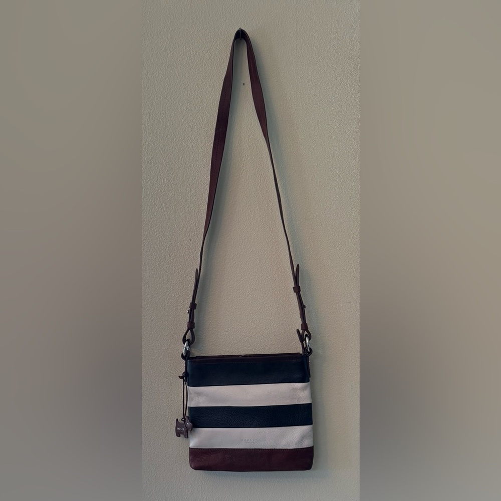 Radley London Leather Crossbody, Colorblock, Black, White, Brown, GUC